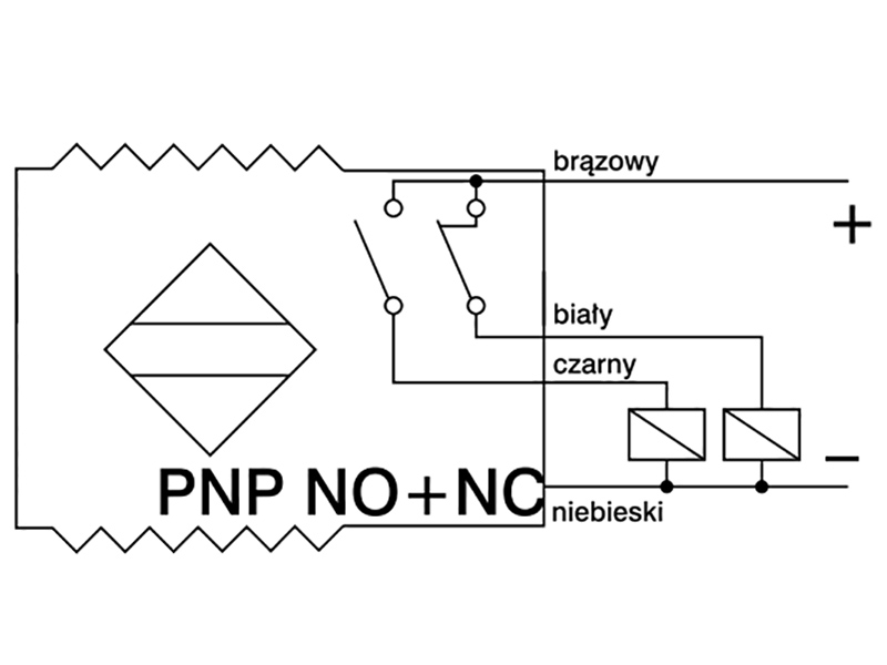 Czujnik indukcyjny PNP z wyjściami NO i NC