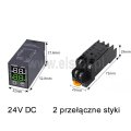 Elektroniczny przekaźnik z LED; 3 programy; 0,1s÷99h; 2x styki przełączne; 24V DC; montaż DIN